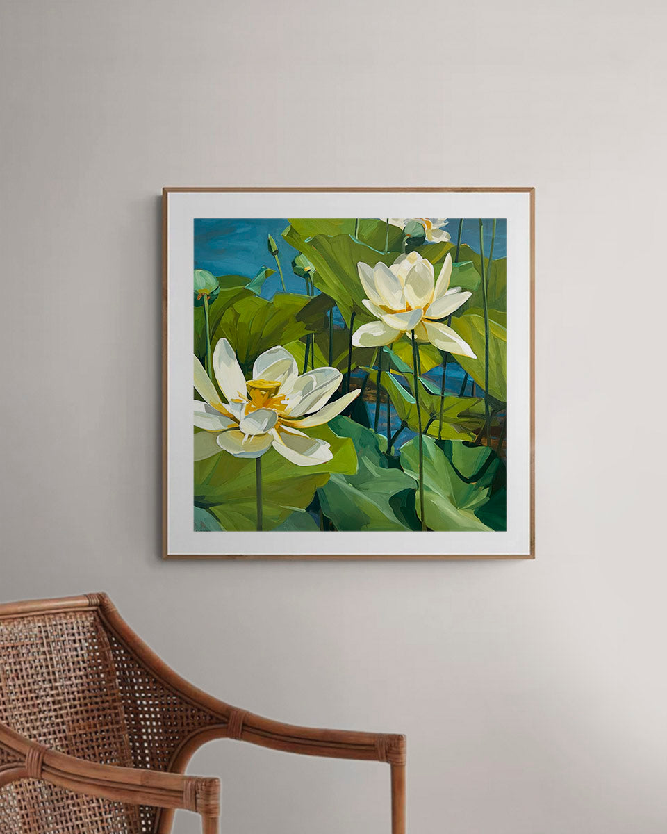 Lotus Fine Art Print on Paper – Tranquil Botanical Wall Art | Bowerbird Collections