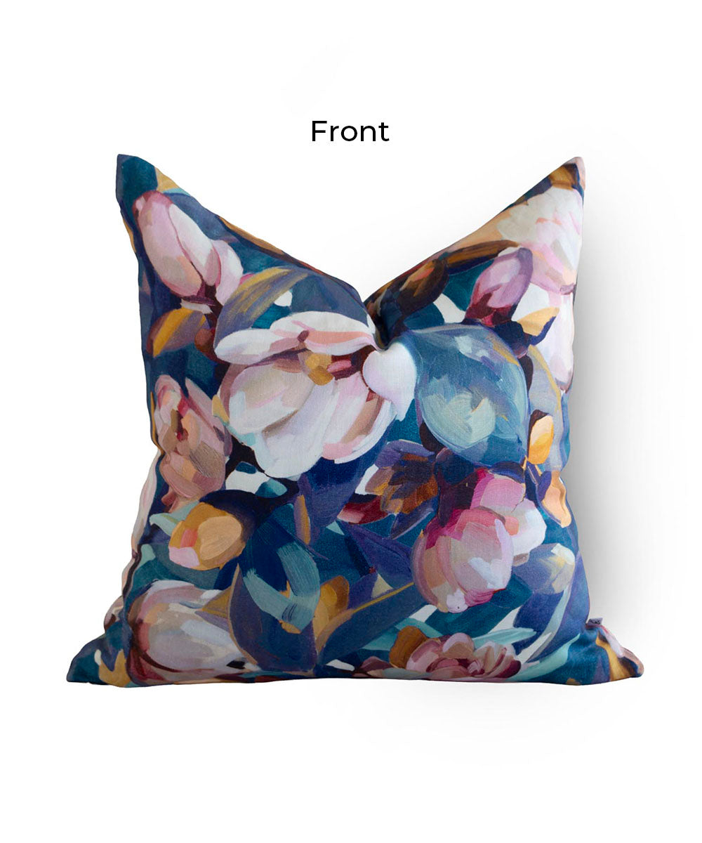 Magnolia Blue Linen Cushion Cover