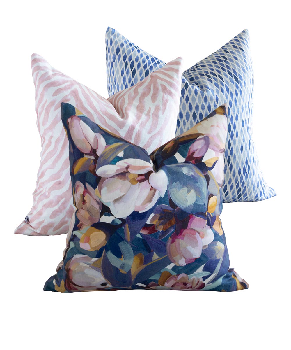 Magnolia Blue Linen Cushion Cover