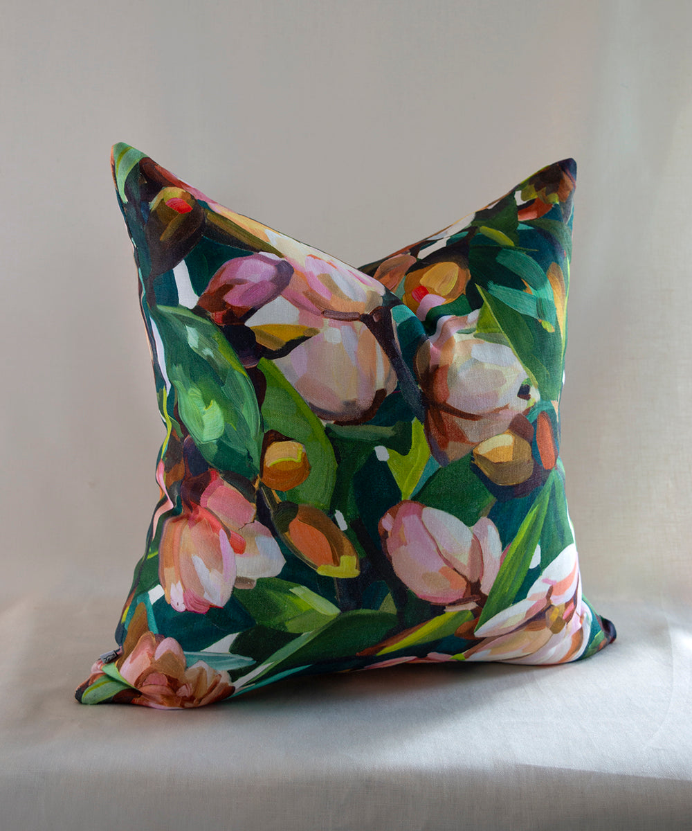 Magnolia Orange and Green Cushion Cover