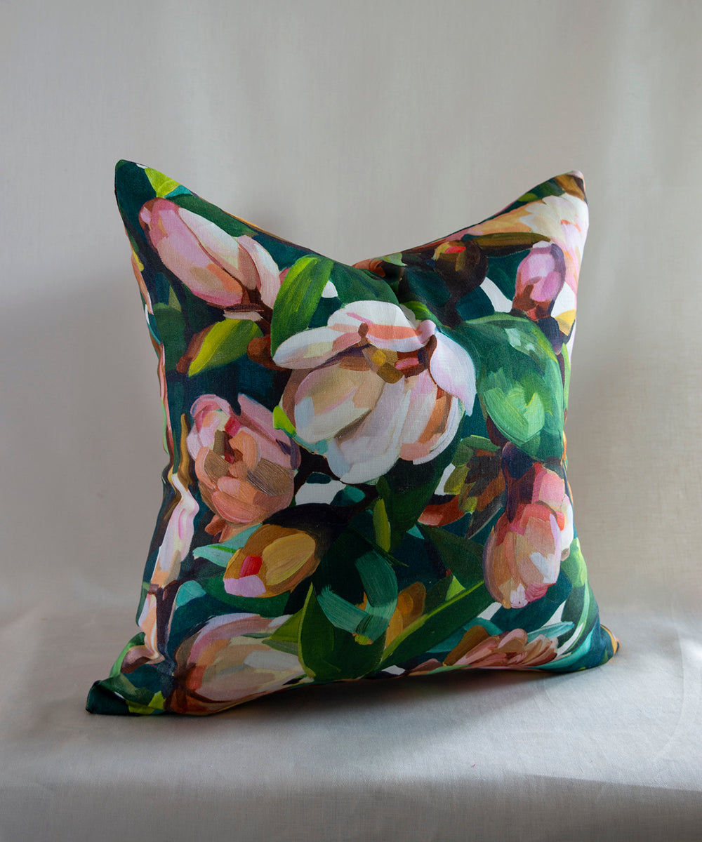 Magnolia Orange and Green Cushion Cover