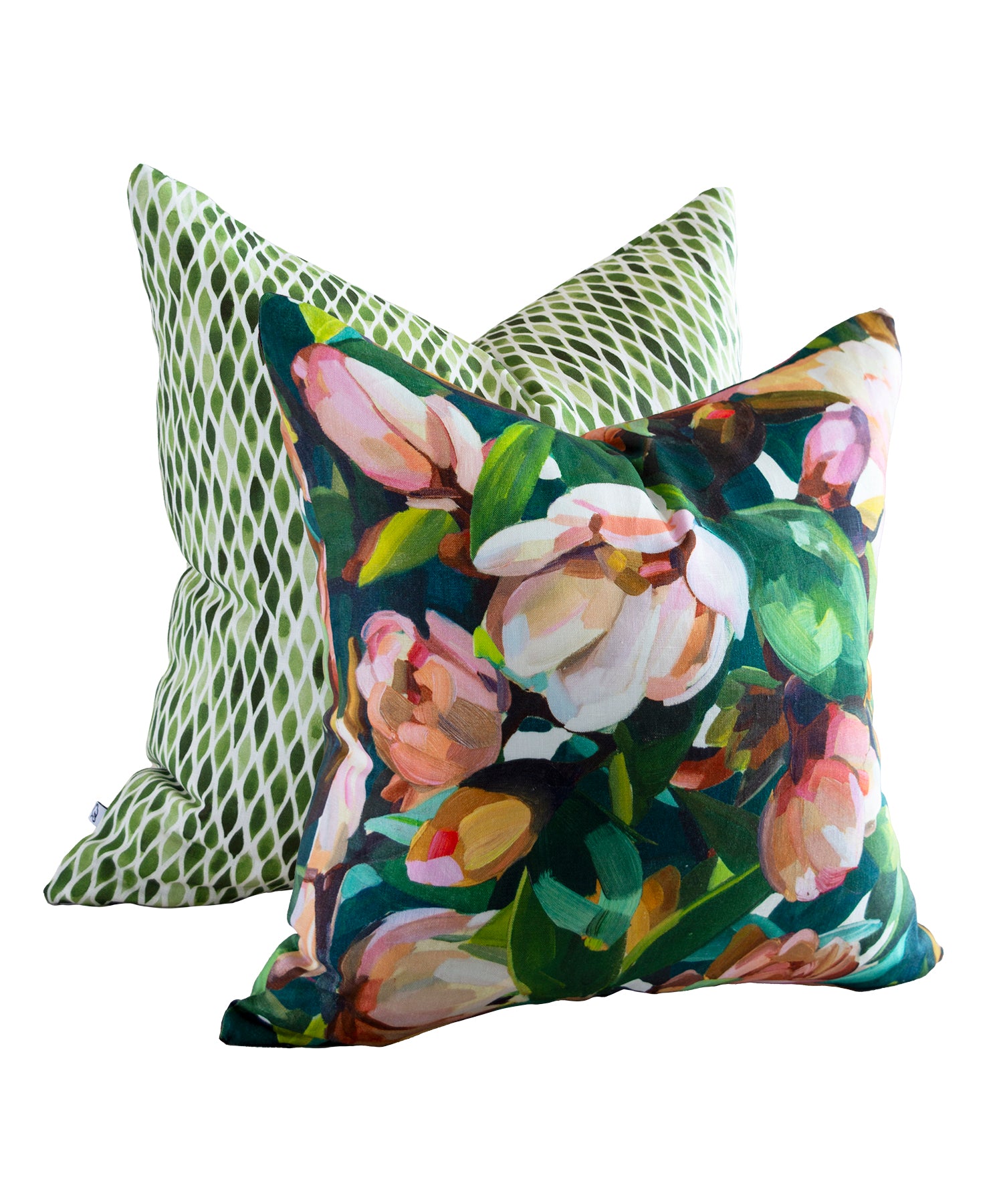 Magnolia Orange and Green Cushion Cover