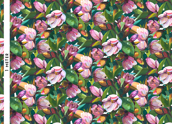 Magnolia Pink and Green Fabric