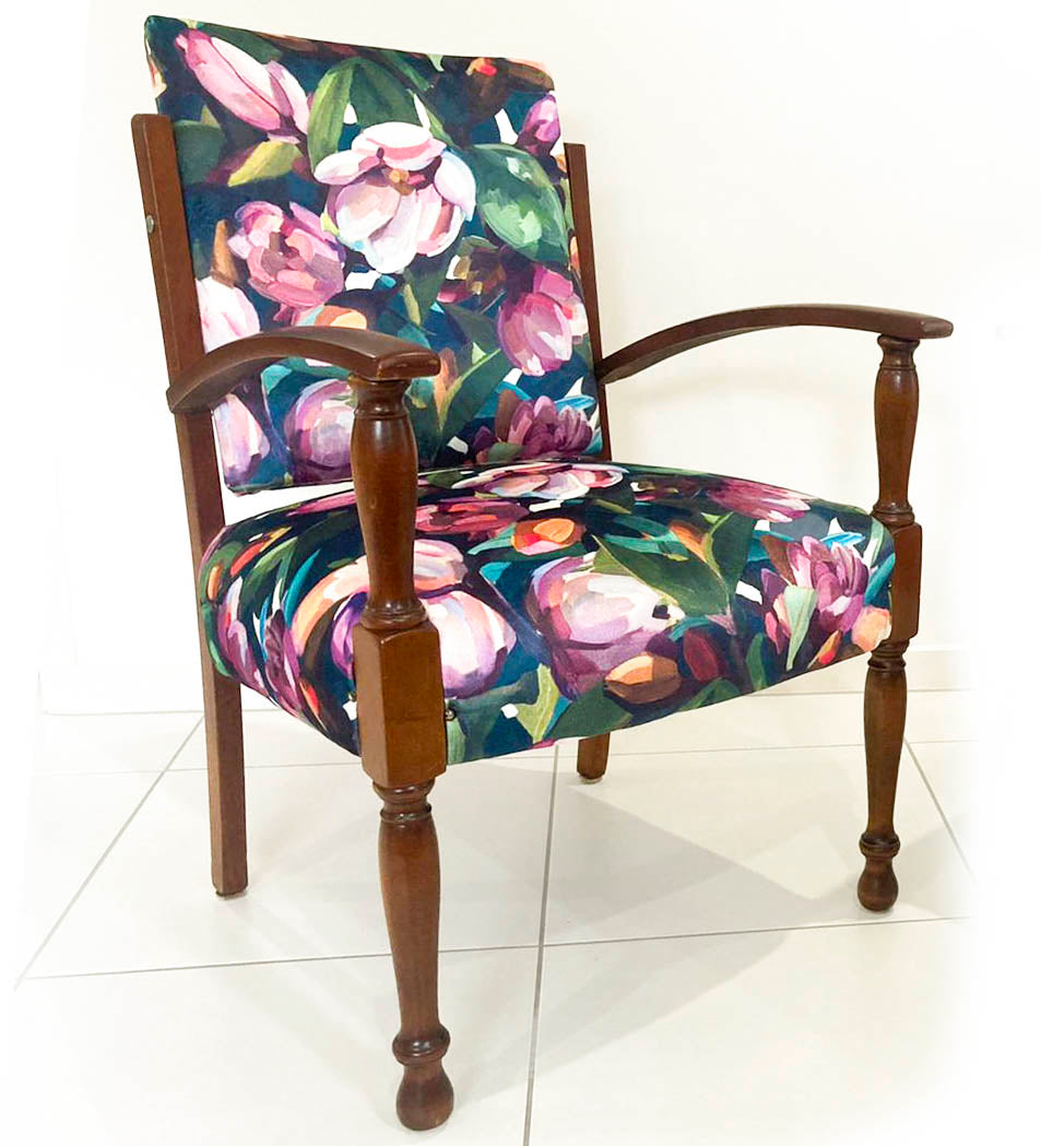 Magnolia Pink and Green Fabric –  Botanical Linen | Bowerbird Collections