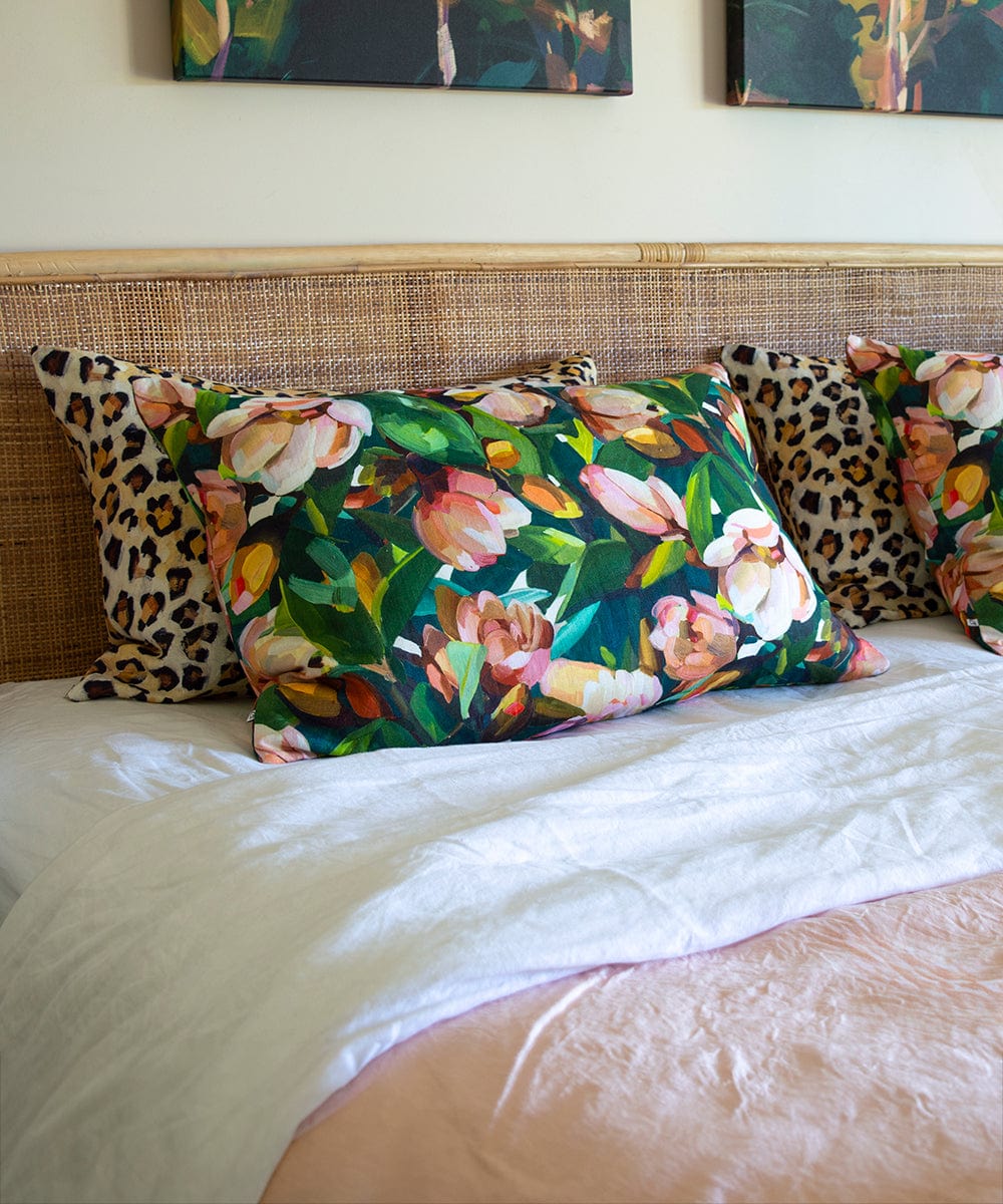 Magnolia Orange and Green Pillow Cover