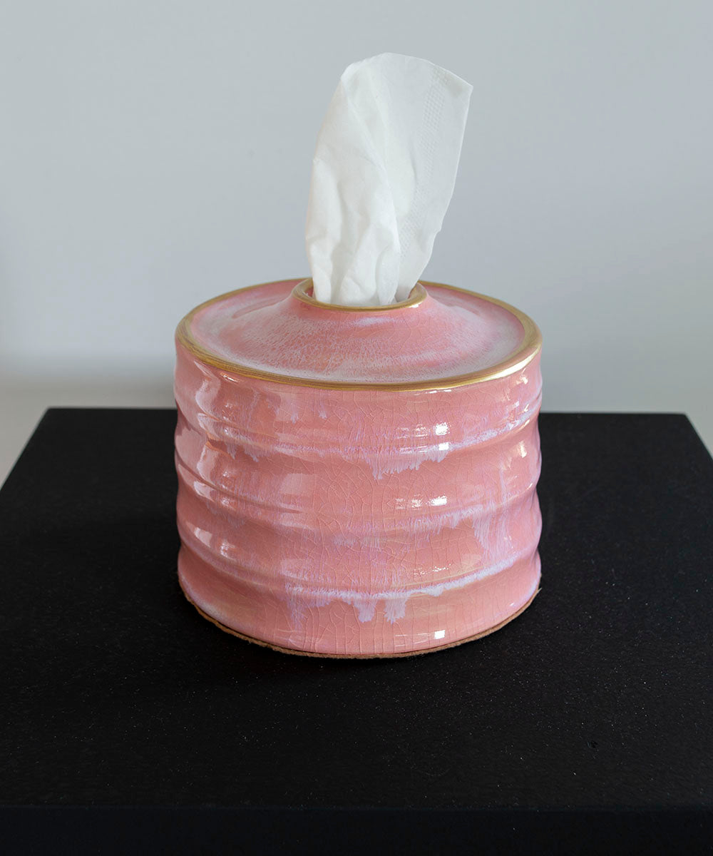 Pink Ripple Handcrafted Ceramic Tissue Holder | Bowerbird Collections