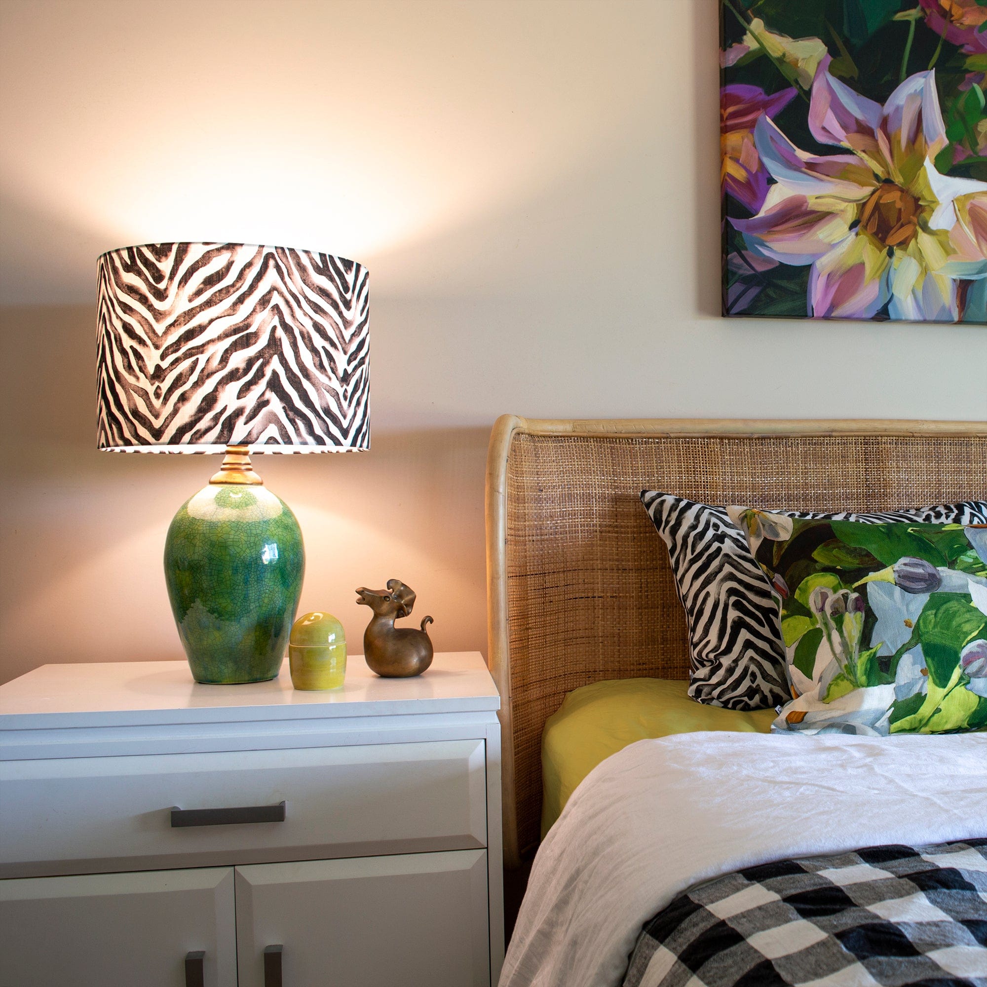 Zebra Stripe Black Lampshade – Monochrome Animal Print Lighting | Bowerbird Collections