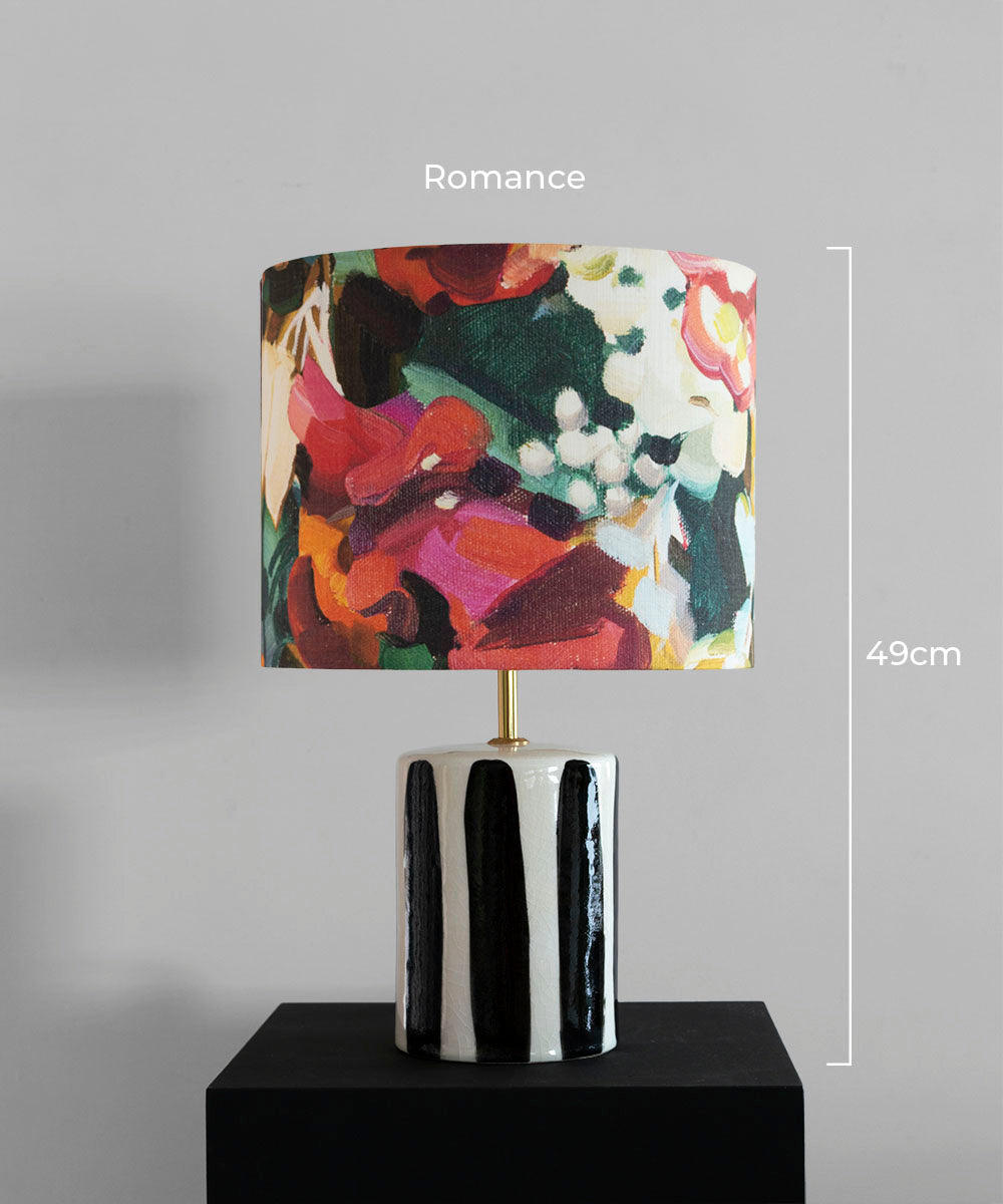 Handcrafted Black & White Stripe Glow Ceramic Lamp Base