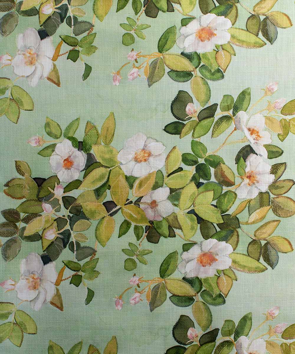 Rose Spring Fabric – Fresh Botanical Linen by the Metre | Bowerbird Collections