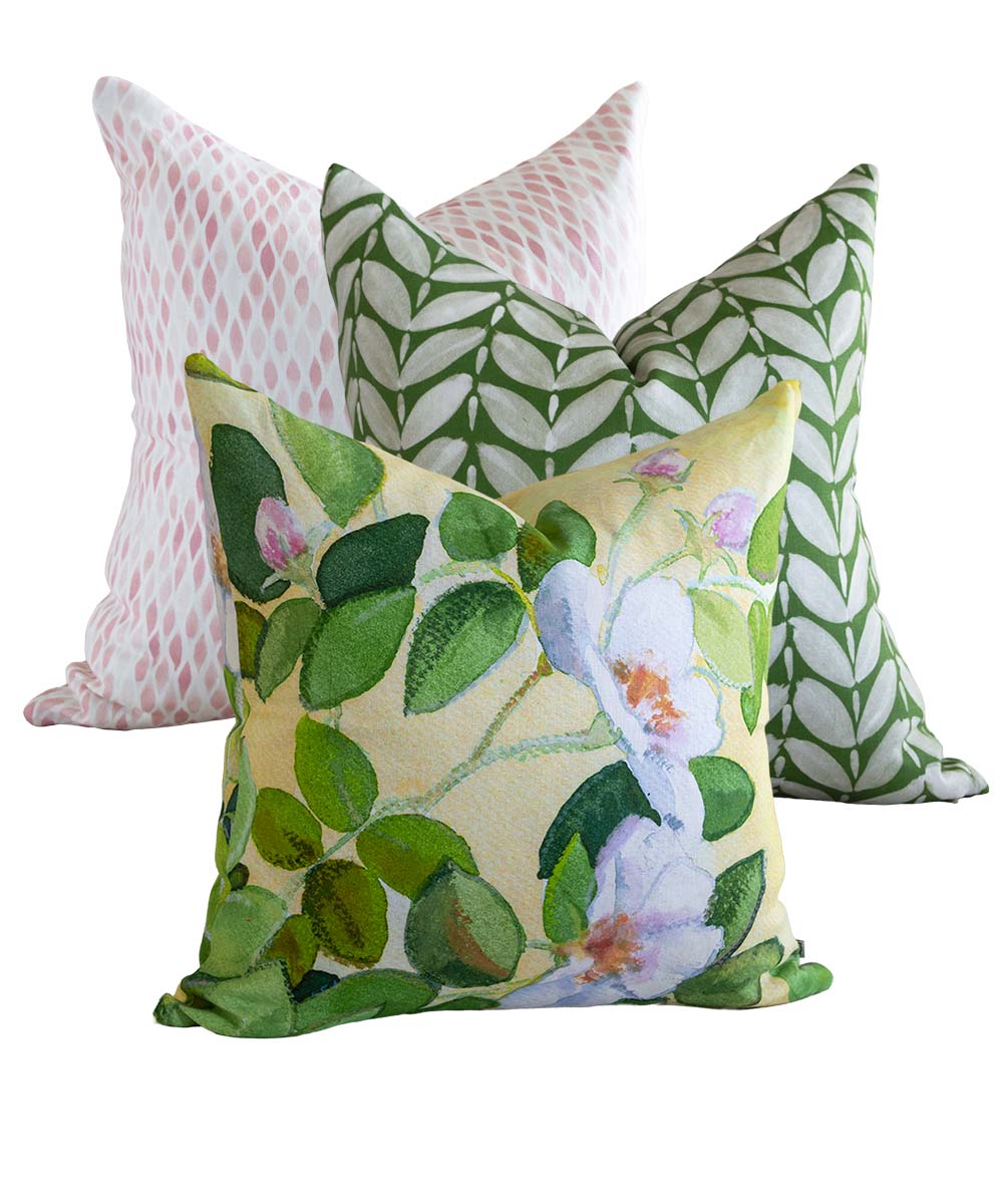 Rose Summer Linen Cushion Cover | Buttercup Yellow Botanical Design