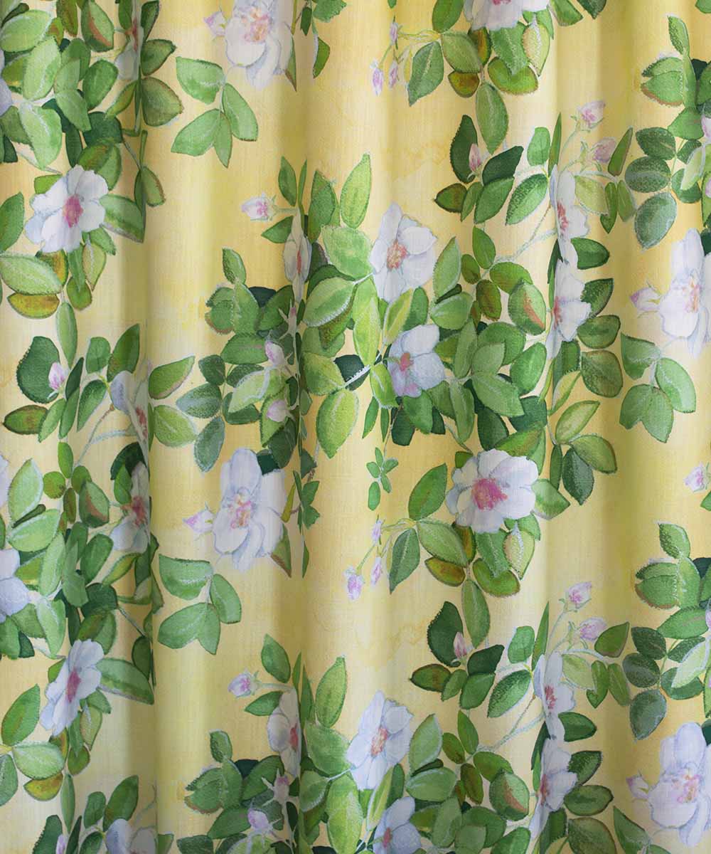 Rose Summer Fabric – Buttercup Yellow Floral Linen by the Metre | Bowerbird Collections