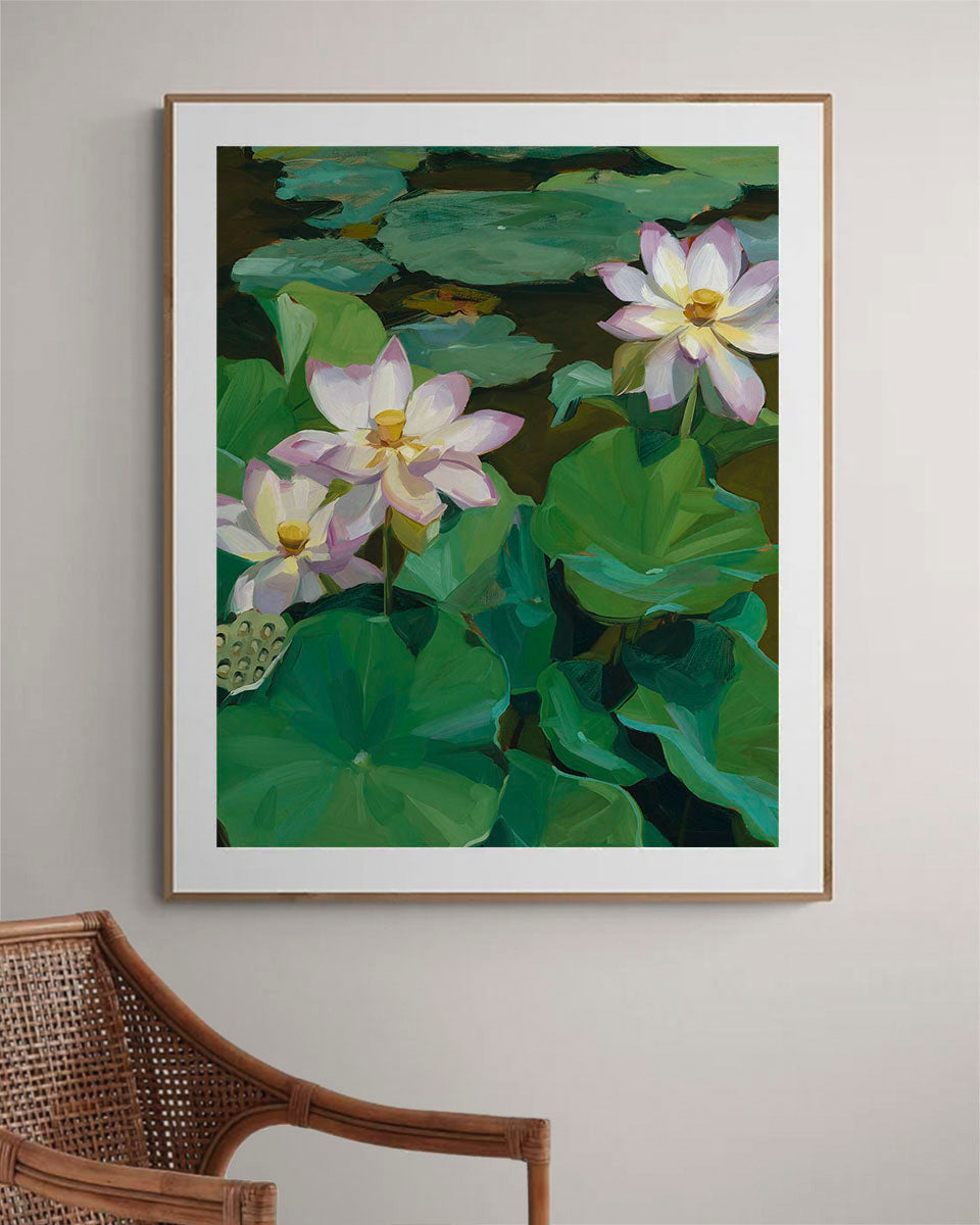 Tranquility Fine Art Print on Paper - Rectangular - Lotus Botanical Wall Art | Bowerbird Collections